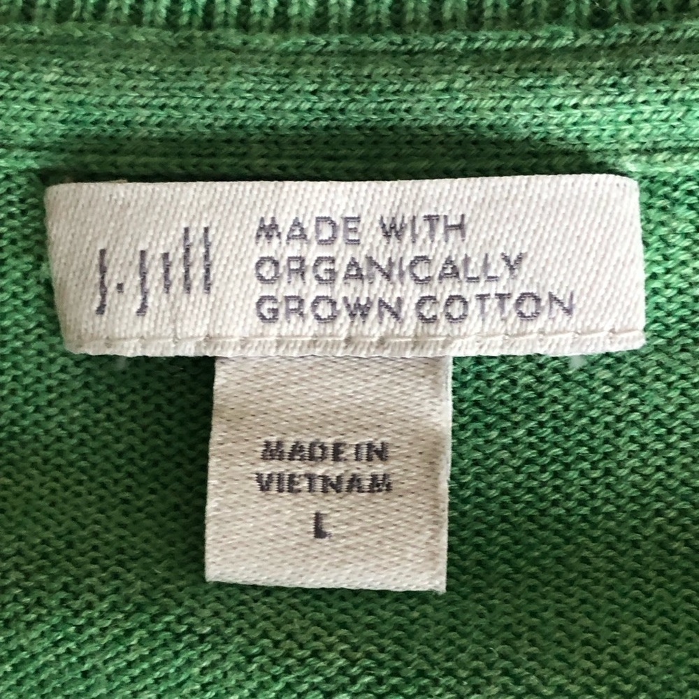 J. Jill Cardigan Organic Cotton Green V-Neck Sweater Large - Picture 9 of 11